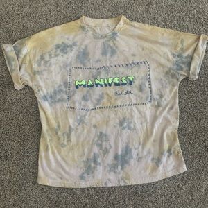 Marshmallow Moon Handstitched "Manifest" Natural Tie Dye Tee